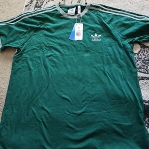 adidas Green Short-Sleeve Trefoil Stripe Tee XL New